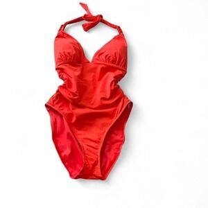 Bleu Rod Beattie Red Draped One Piece Swimsuit